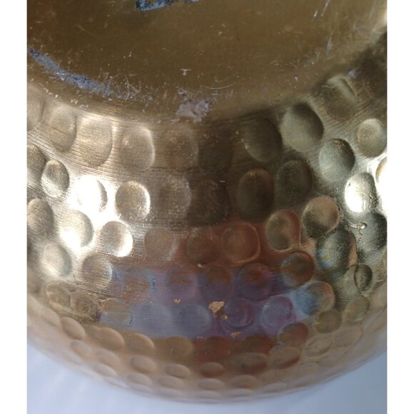 Set Of 2 Gold Hammered Brass ? Bowls With Snake Handles Vintage Decorative Uniqu - Picture 10 of 13